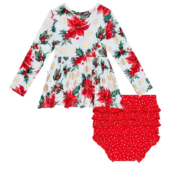 ‼️sold ‼️🆕 Posh Peanut Emilia Peplum Long Sleeve Dress & Bloomers Set - Picture 2 of 2